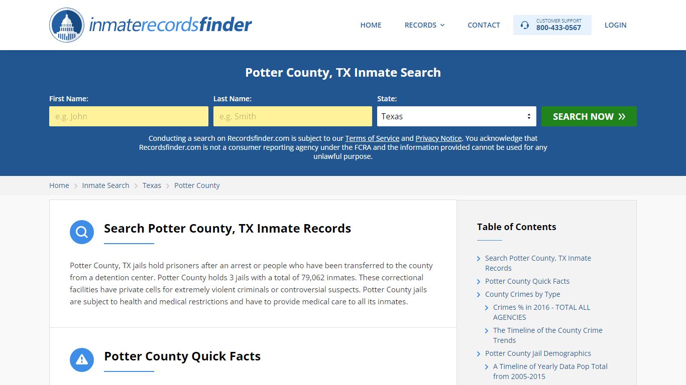 Potter County, TX Inmate Lookup & Jail Records Online